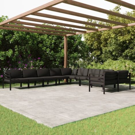 Salon de jardin 10 pcs avec coussins Aluminium Anthracite vidaXL (1/5)