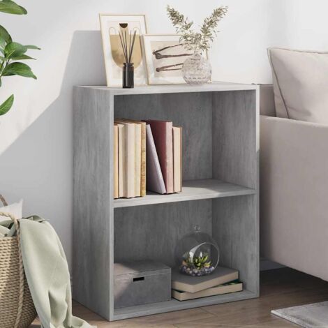 Bibliothèque à 2 niveaux gris béton bois d'ingénierie vidaXL