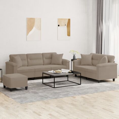 Ensemble de canapés 3 pcs avec coussins Taupe Tissu microfibre vidaXL (1/5)