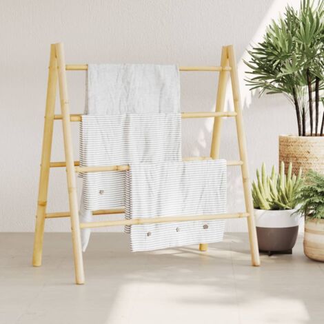 Vidaxl – Échelle à serviettes double 4 échelons 90x50x100 cm – Bambou naturel – Rangement élégant pour salle de bain et salon