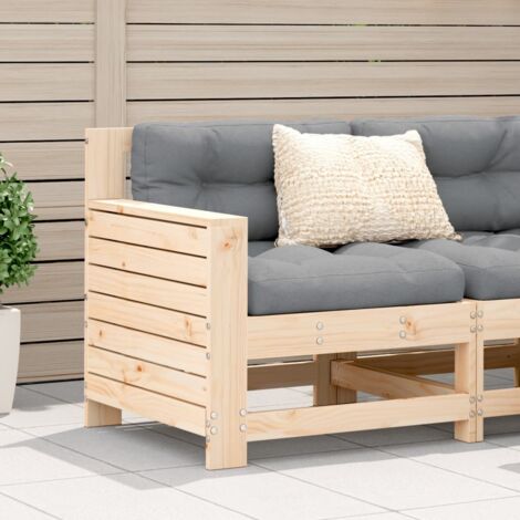 Vidaxl – Canapé de jardin en bois massif de pin – Accoudoirs et coussins confortables – Design à lattes pour évacuation de l'eau – 2 places