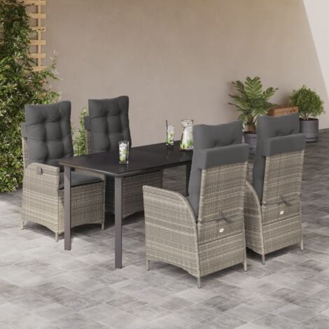 Ensemble à manger de jardin et coussins 5 pcs gris clair rotin vidaXL (1/5)