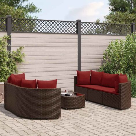 Salon de jardin avec coussins 7 pcs marron résine tressée vidaXL (1/5)