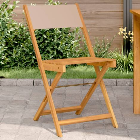 vidaXL Chaises de bistrot lot de 2 taupe bois d'acacia massif et tissu (1/5)
