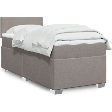 vidaXL Sommier à lattes de lit avec matelas Taupe 90x200 cm Tissu
