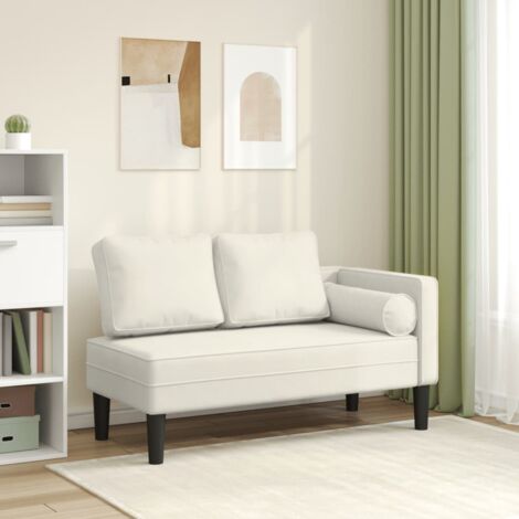 Vidaxl – Méridienne chaise longue crème velours – Dimensions 116,5 x 62 x 57,5 cm – Mousse haute résilience – Coussin lombaire inclus