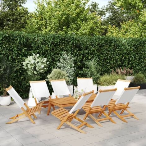 vidaXL Chaises de jardin pliantes lot de 8 tissu et bois massif