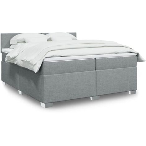 vidaXL Sommier à lattes de lit avec matelas Gris clair 200x200cm Tissu