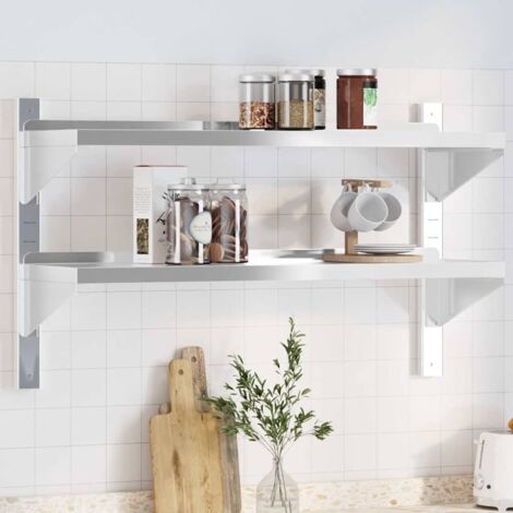 vidaXL Étagère murale à 2 niveaux 100x30x60cm argenté acier inoxydable (1/5)
