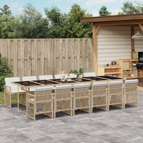 vidaXL Ensemble à manger de jardin et coussins 13 pcs beige