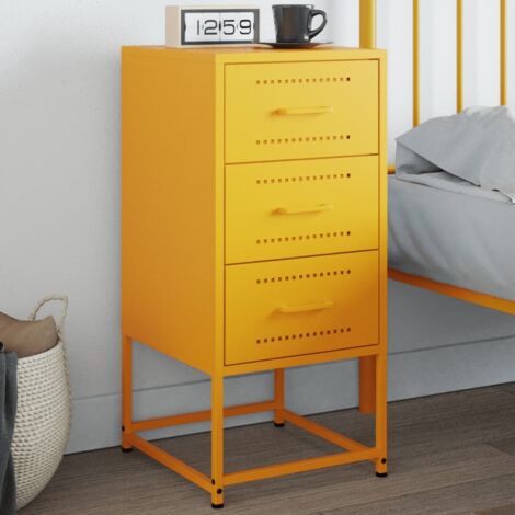 vidaXL Table de chevet jaune moutarde 36x39x78 cm acier (1/5)