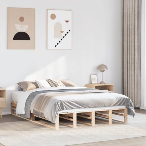 Vidaxl – Cadre de lit en bois de pin massif 140x190 cm – Structure stable et durable – Assemblage requis – Lit simple moderne (1/5)