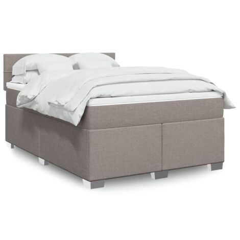 vidaXL Sommier à lattes de lit avec matelas Taupe 140x200 cm Tissu