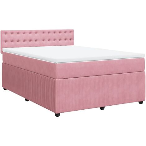 Sommier à lattes de lit avec matelas Rose 140x190 cm Velours vidaXL (1/5)