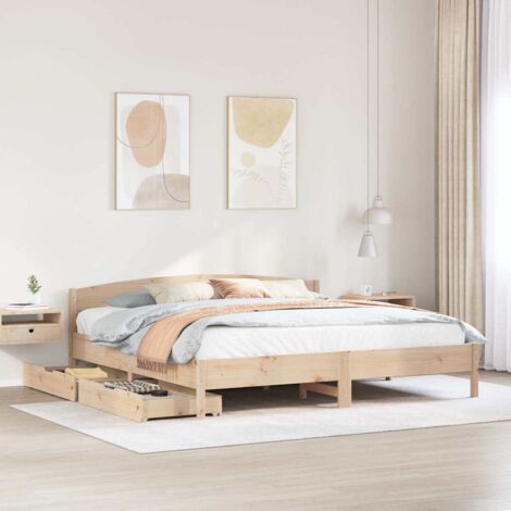 Cadre de lit sans matelas 200x200 cm bois massif de pin vidaXL (1/5)