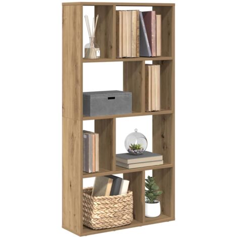 Vidaxl – Bibliothèque chêne artisanal 60x20x120 cm – 8 compartiments – Bois d'ingénierie résistant à l'humidité – Design géométrique contemporain