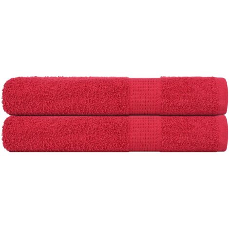 vidaXL Serviettes 2 pcs rouge 100x200 cm 360 g/m² 100% coton