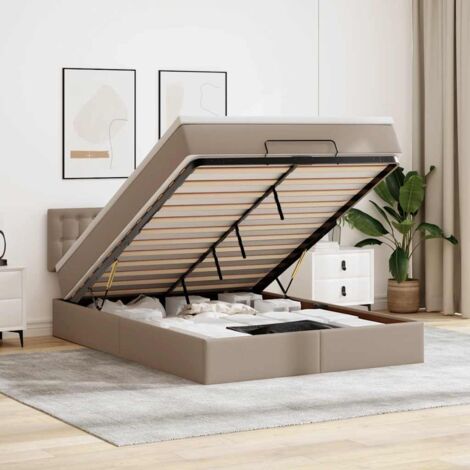 Cadre de lit ottoman et matelas cappuccino 140x190cm similicuir vidaXL