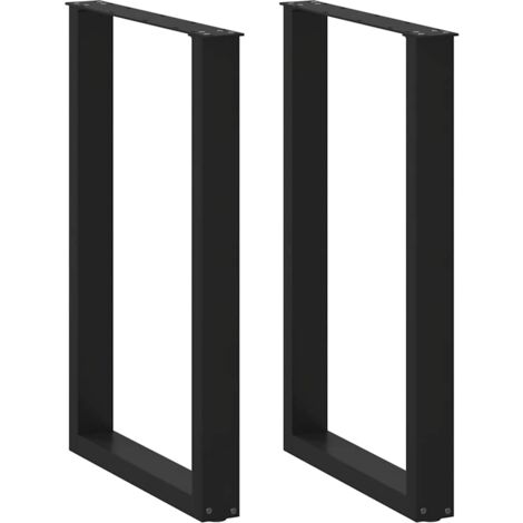 Vidaxl – Pieds de table de bar en U noir – Lot de 2 – Acier enduit de poudre – Dimensions 60 x 90-91 cm – Niveleurs réglables pour sols irréguliers