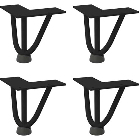 Pieds en épingle à cheveux pour table basse 4 pièces Noir 10 cm Acier massif vidaXL (1/7)
