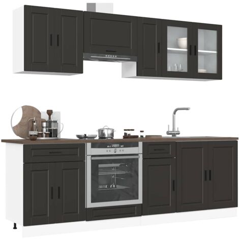 vidaXL Ensemble de 8 meubles de cuisine "Porto" en bois d'ingénierie noir