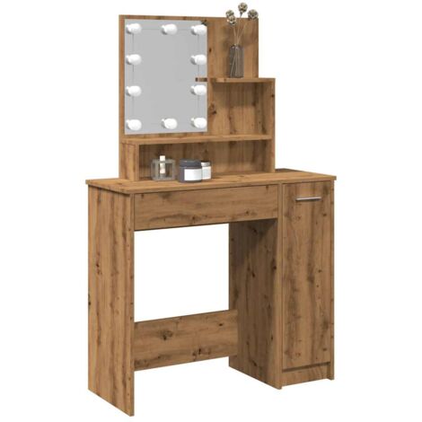 vidaXL Coiffeuse avec LED chêne artisanal 86,5x35x136 cm (1/5)