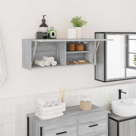 Vidaxl – Armoire murale de salle de bain sonoma gris 80x25x30cm – Bois d'ingénierie résistant à l'humidité – Ouverture douce avec vérin à gaz