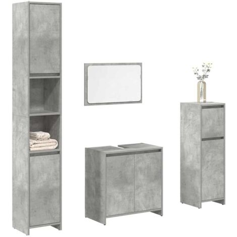 Ensemble de meubles de salle de bain 4 pcs gris béton vidaXL (1/5)