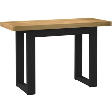 Vidaxl – Bureau droit en bois massif pin 120x50x75 cm – Pieds en forme de U noir – Surface naturelle facile à nettoyer – Pour bureau à domicile ou table d'étude (1/5)