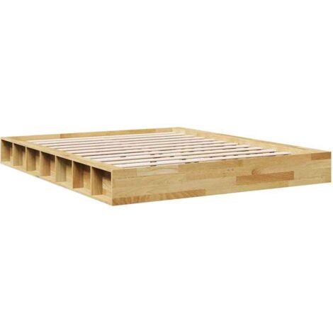vidaXL Cadre de lit sans matelas 150x200 cm bois massif de chêne (1/5)