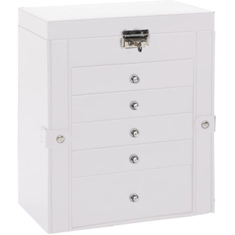Vidaxl – Boîte à bijoux 6 niveaux verrouillable avec miroir – Dimensions 26x15,5x32 cm – Doublure velours doux – Compartiments pour montres et colliers