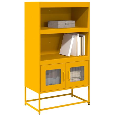 Buffet haut jaune moutarde 68x39x123 cm acier vidaXL (1/5)