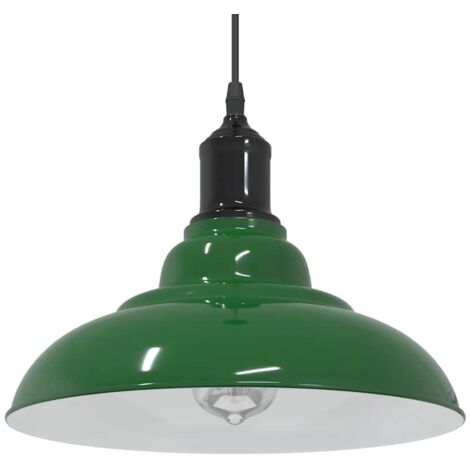 Lampe suspendue réglable hauteur E27 vert brillant Ø 31cm métal vidaXL
