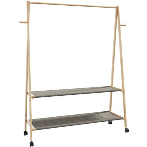 Porte-vêtements et étagères roulettes 132x45,5x155,5cm bambou vidaXL181779