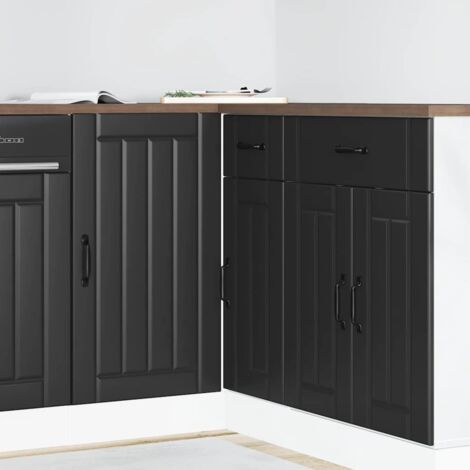 vidaXL Meuble de base de lavabo Lucca noir bois d'ingénierie