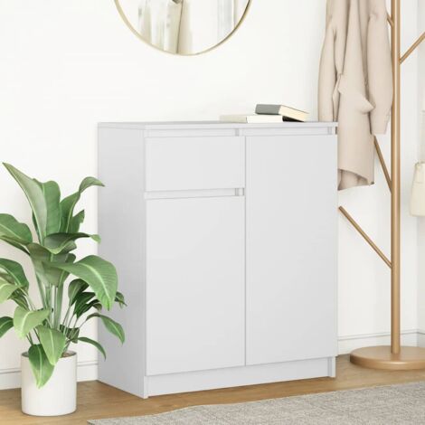 Vidaxl – Buffet blanc avec tiroir 71x35x84 cm – Bois d'ingénierie résistant à l'humidité – Grand espace de rangement avec étagères (1/6)