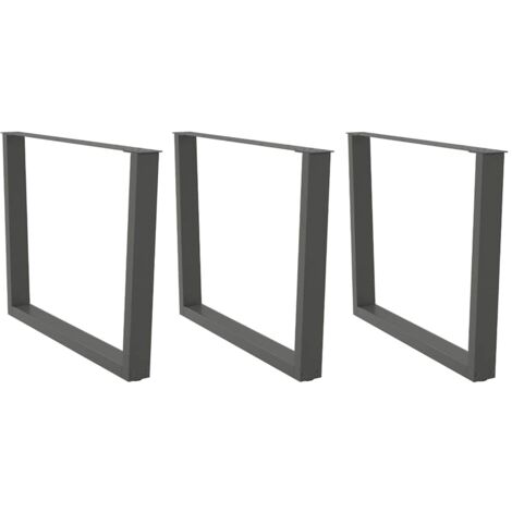 Pieds de table à manger en forme de V, 3 pièces, anthracite, 100 x (72-73,3) cm, acier vidaXL