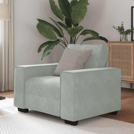 Vidaxl – Fauteuil en velours gris clair 60 cm – Structure en métal et bois solide – Confort optimal pour salon et bureau