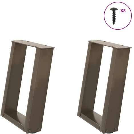Pieds de table basse en U 2 pièces Acier naturel 28 x (42-43) cm Acier vidaXL