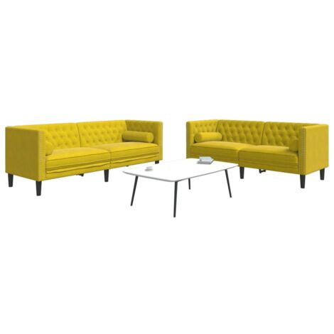 vidaXL Ensemble de canapé Chesterfield et traversins 2 pcs velours (1/5)