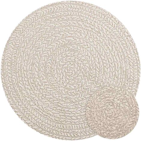Tapis ZIZUR crème Ø 90 cm aspect de jute intérieur et extérieur vidaXL