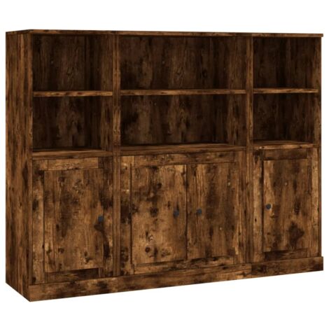 Vidaxl – Buffet 3 pcs en bois d'ingénierie chêne fumé – Grand espace de rangement – Résistant à l'humidité – Style élégant pour intérieur moderne (1/5)
