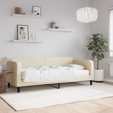 vidaXL Lit de jour avec matelas crème 100x200 cm tissu (1/5)