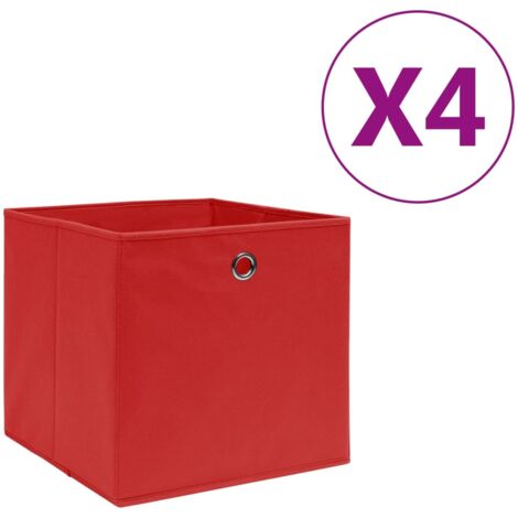 Boîtes de rangement 4 pcs Tissu intissé 28x28x28 cm Rouge vidaXL