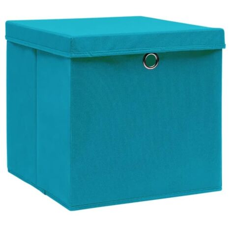 vidaXL Boîtes de rangement avec couvercles 4 pcs 28x28x28cm Bleu azuré (1/6)