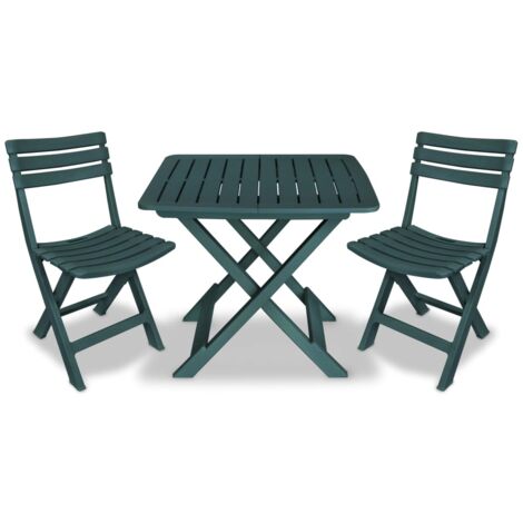 Vidaxl – Ensemble table et chaises de jardin pliables 3 pcs – Plastique vert résistant aux intempéries – Dimensions table 79x72x70 cm (1/5)