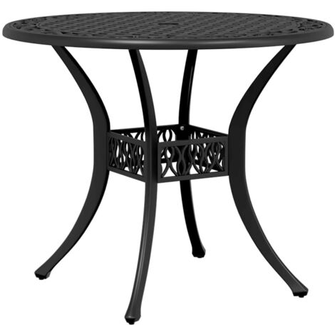 Table de jardin noir Ø90x75 cm aluminium coulé vidaXL