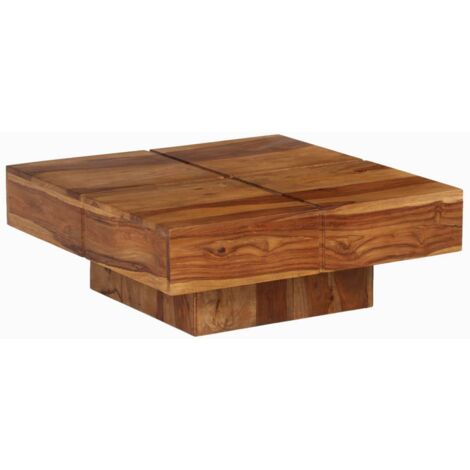 Vidaxl – Table basse fixe 80x80x30 cm en bois d'acacia massif – Design vintage unique – Facile à assembler – Idéale pour salons modernes