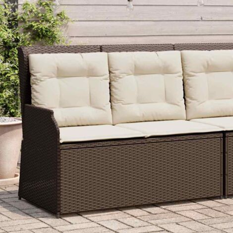 Banc inclinable de jardin avec coussins marron résine tressée vidaXL