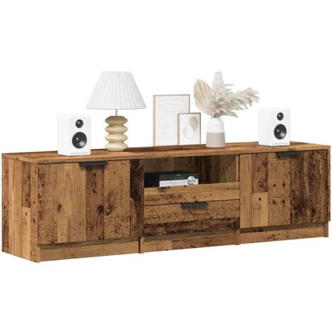 Vidaxl – Meuble TV vieux bois 140x35x40 cm – Bois d'ingénierie – 3 tiroirs et 3 étagères – Capacité de charge 60 kg